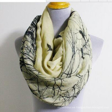 Moda Floral Bird Animal Print Infinity Loop Scarf